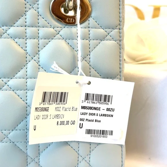 Small Lady Dior Bag in Limited edition/Very rare Placid Blue Cannage Lambskin. - Picture 8 of 11